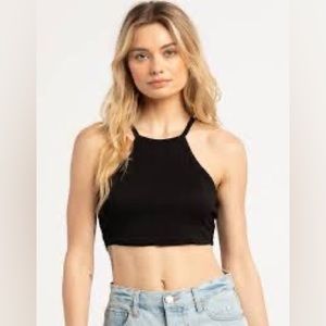 Aeropostale basic ribbed knit black cropped tank top size S